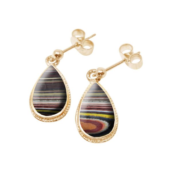 Gold Fordite Drop Earrings