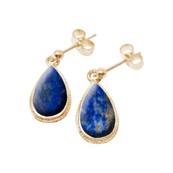 Gold Lapis Drop Earrings