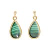 Gold Malachite Drop Earrings