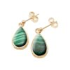 Gold Malachite Drop Earrings