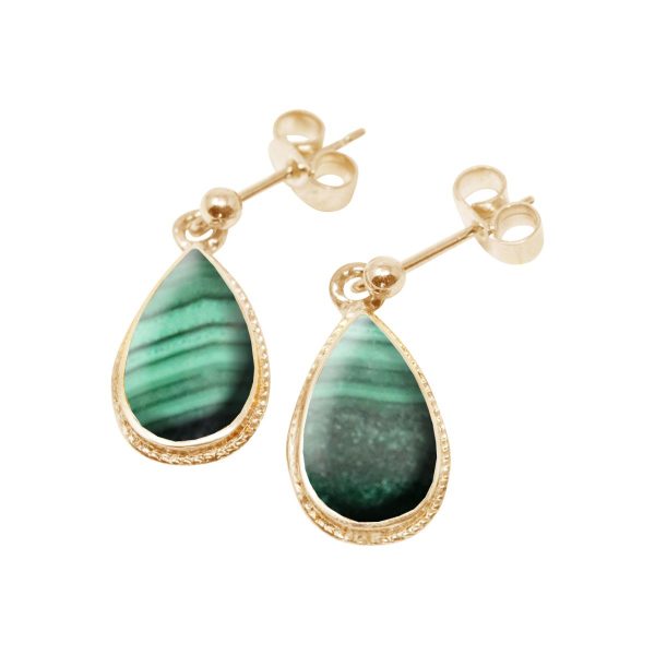 Gold Malachite Drop Earrings