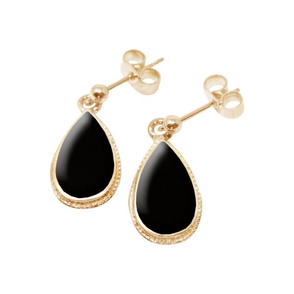 Gold Whitby Jet Drop Earrings