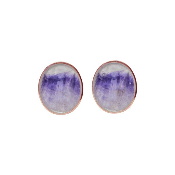 Rose Gold Blue John Oval Stud Earrings