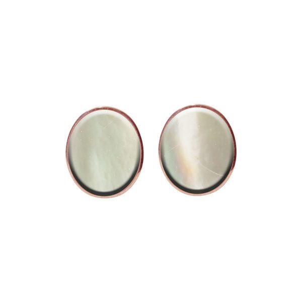 Rose Gold Mother of Pearl Oval Stud Earrings