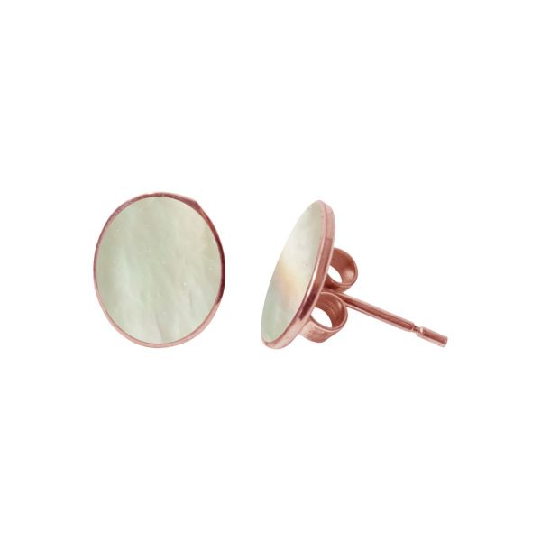 Rose Gold Mother of Pearl Oval Stud Earrings