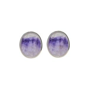 Silver Blue John Oval Stud Earrings