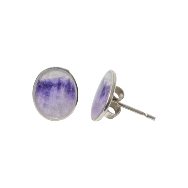 Silver Blue John Oval Stud Earrings