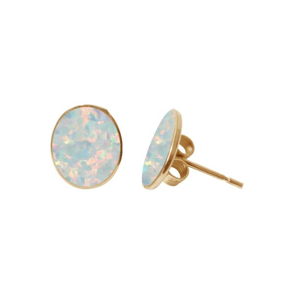 Gold Blue John Oval Stud Earrings