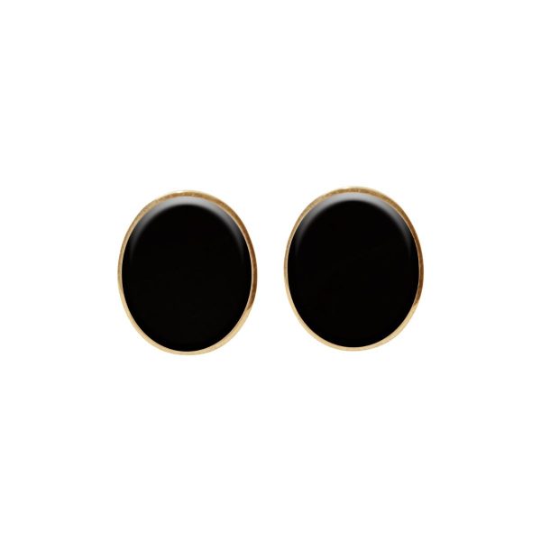 Gold Whitby Jet Oval Stud Earrings