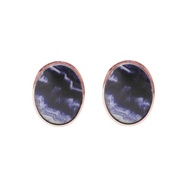 Rose Gold Blue John Oval Stud Earrings