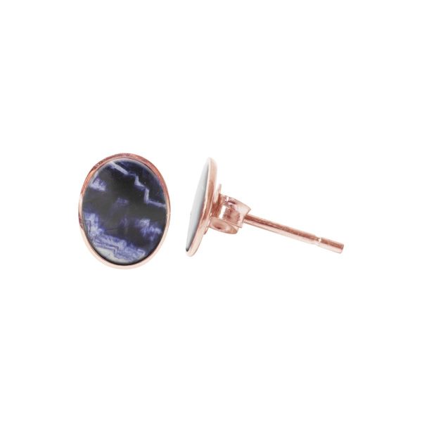 Rose Gold Blue John Oval Stud Earrings