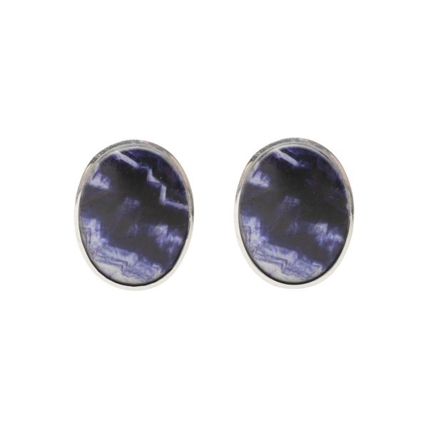 Silver Blue John Oval Stud Earrings