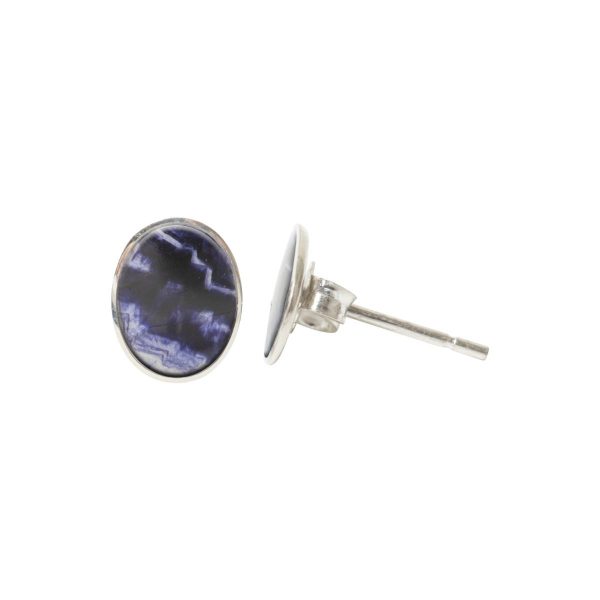 Silver Blue John Oval Stud Earrings