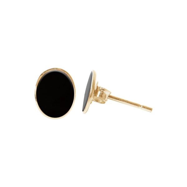 Gold Whitby Jet Oval Stud Earrings