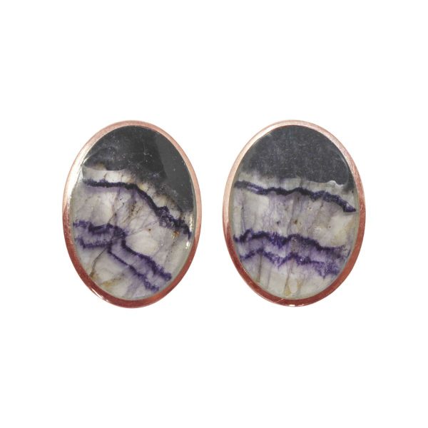 Rose Gold Blue John Oval Clip Earrings