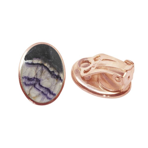 Rose Gold Blue John Oval Clip Earrings