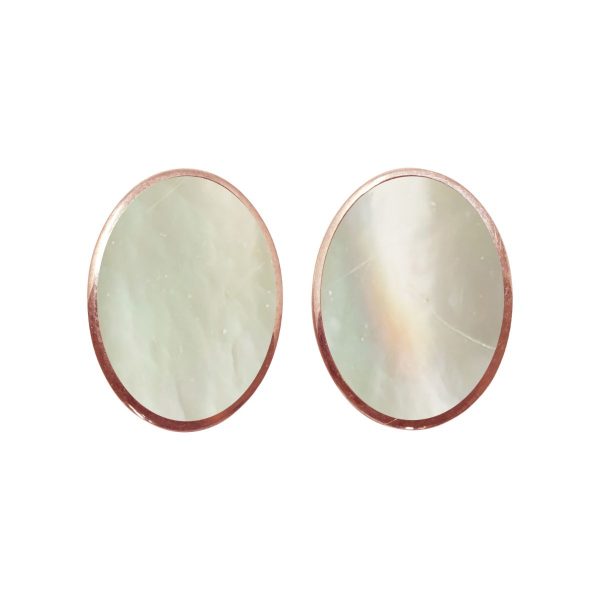 Rose Gold Mother of Pearl Oval Clip Earrings
