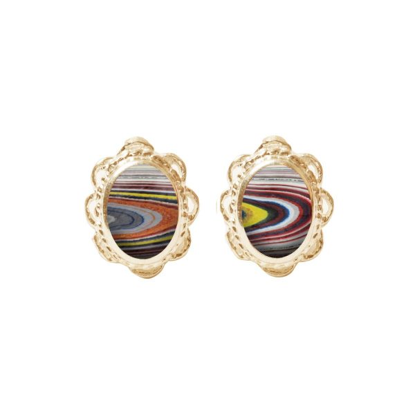 Gold Fordite Oval studs