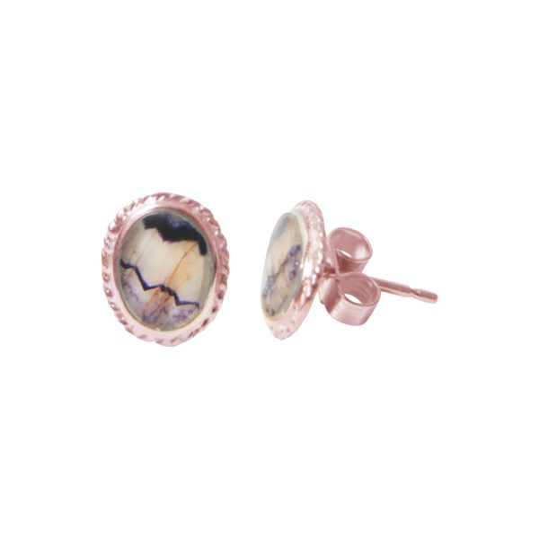 Rose Gold Blue John Oval Stud Earrings