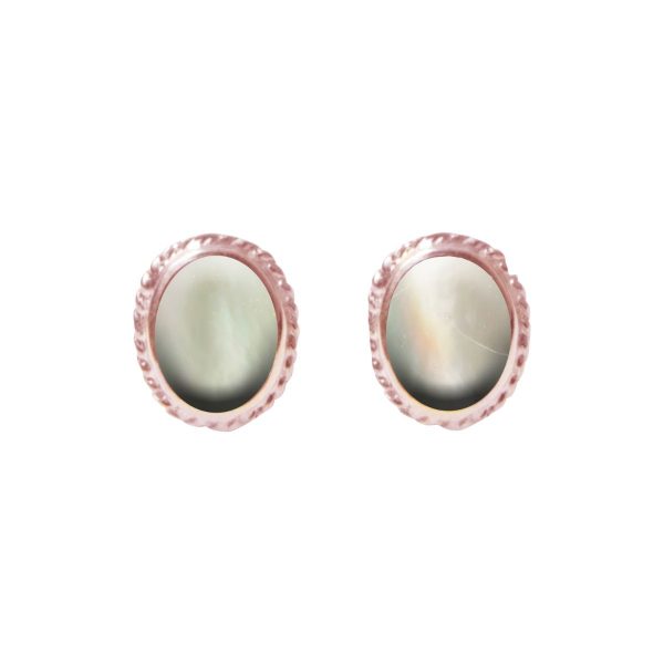 Rose Gold Mother of Pearl Oval Stud Earrings