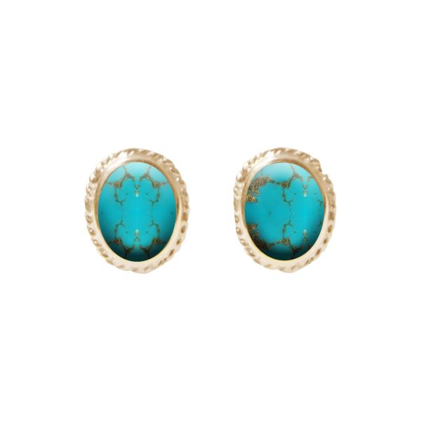 Gold Turquoise Oval Stud Earrings