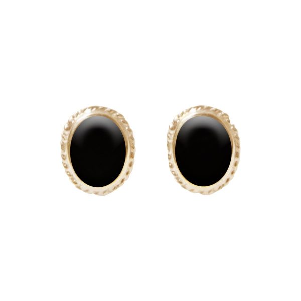 Gold Whitby Jet Oval Stud Earrings