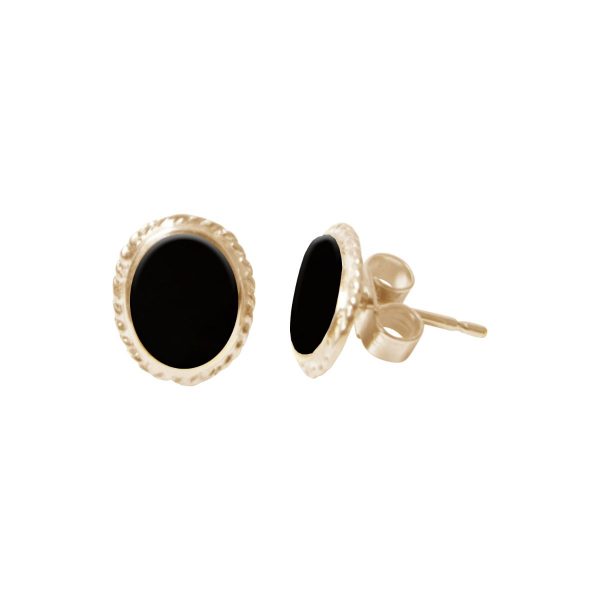 Gold Whitby Jet Oval Stud Earrings