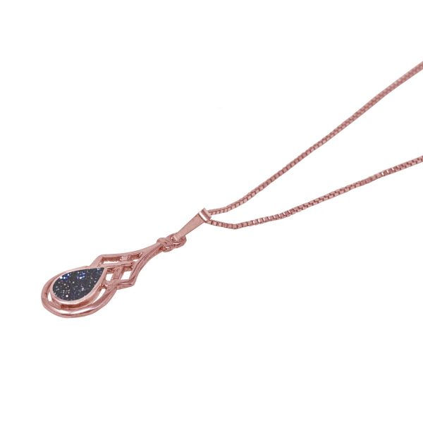 Rose Gold Blue Goldstone Celtic Pendant