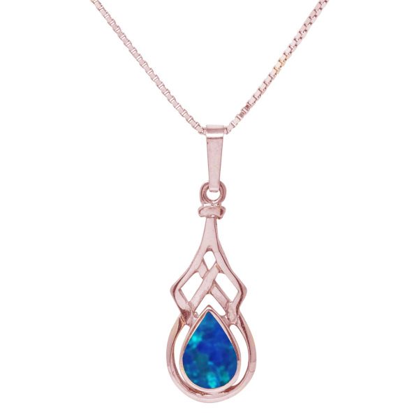 Rose Gold Opalite Cobalt Blue Celtic Pendant