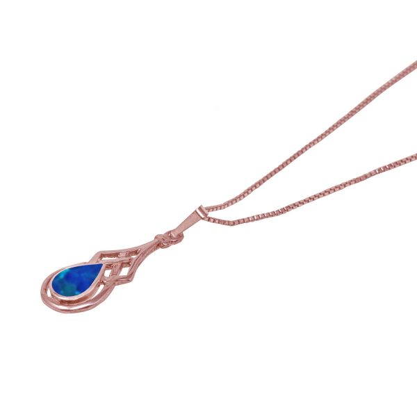 Rose Gold Opalite Cobalt Blue Celtic Pendant