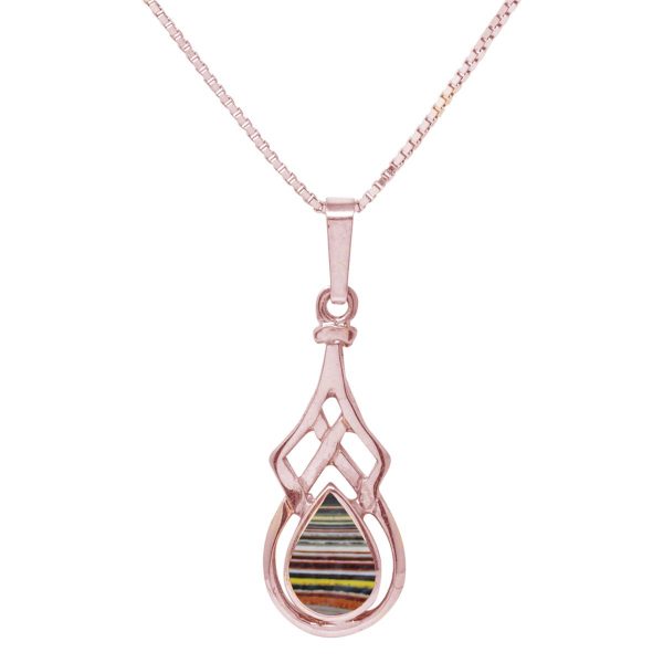 Rose Gold Fordite Celtic Pendant