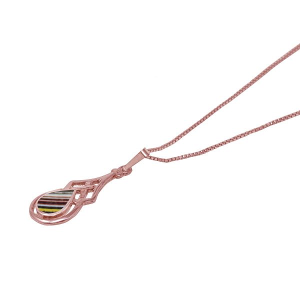 Rose Gold Fordite Celtic Pendant