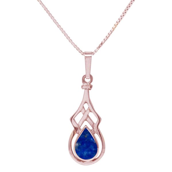 Rose Gold Lapis Celtic Pendant