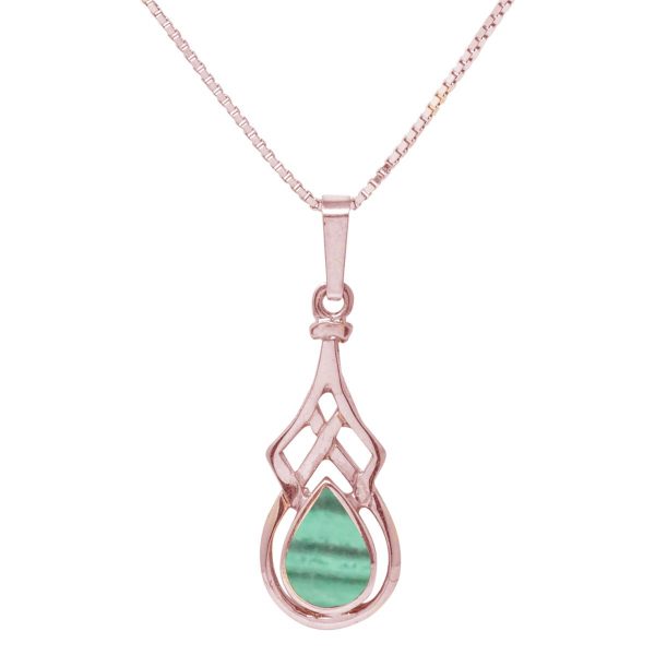 Rose Gold Malachite Celtic Pendant