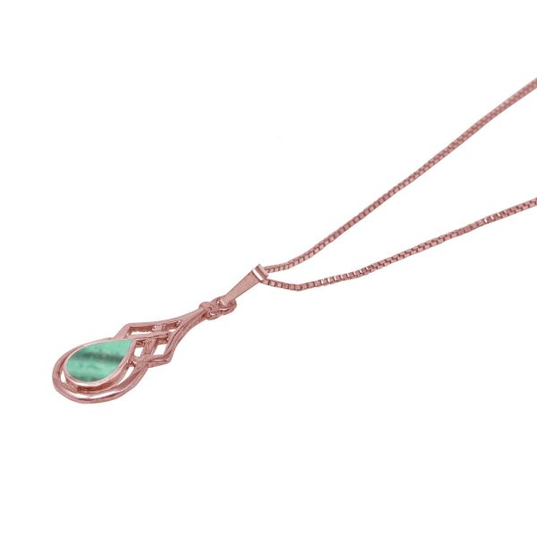 Rose Gold Malachite Celtic Pendant