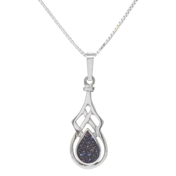 Silver Blue Goldstone Celtic Pendant