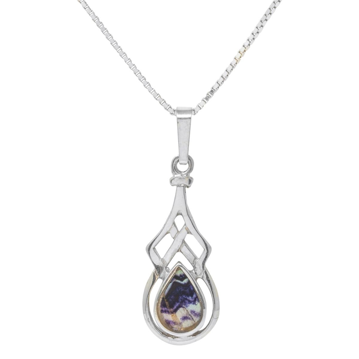 Blue John fluorite crystal pendant gemstone nec... - Folksy