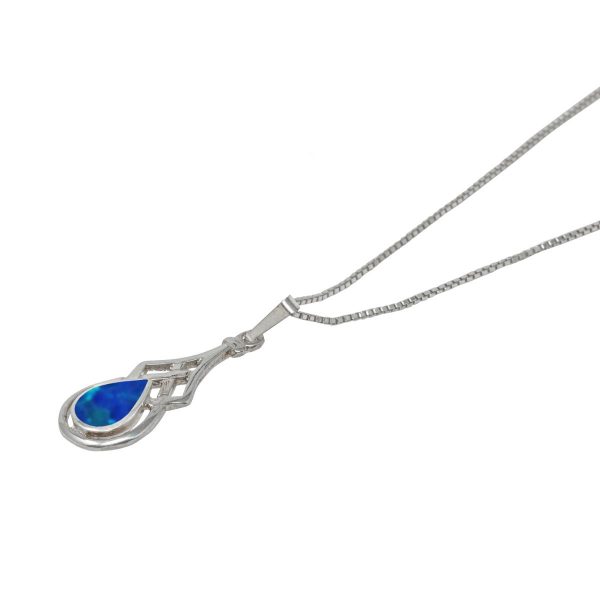 Silver Opalite Cobalt Blue Celtic Pendant