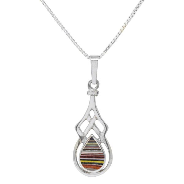 Silver Fordite Celtic Pendant