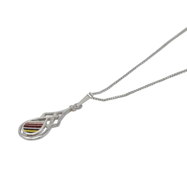 Silver Fordite Celtic Pendant