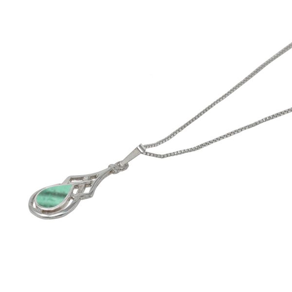 Silver Malachite Celtic Pendant