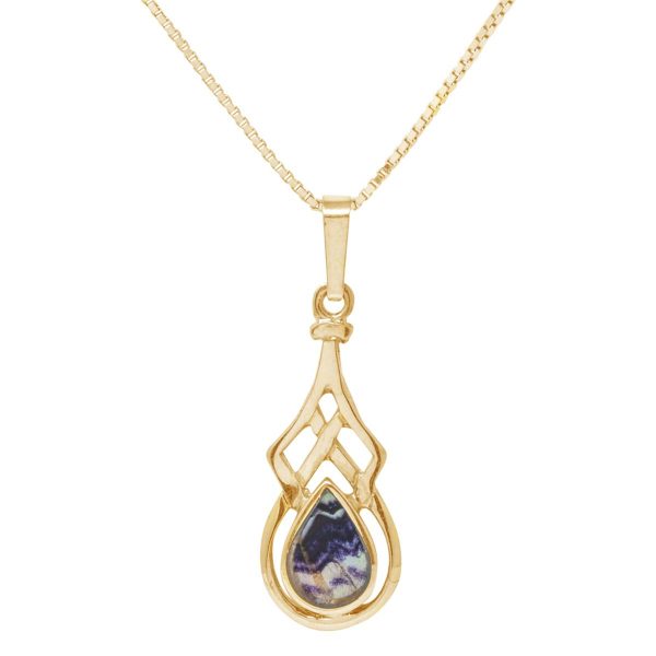 Yellow Gold Blue John Celtic Pendant