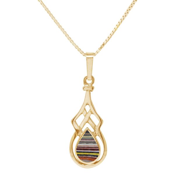 Yellow Gold Fordite Pendant