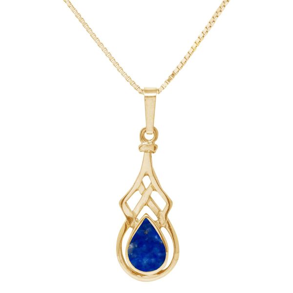 Yellow Gold Lapis Celtic Pendant