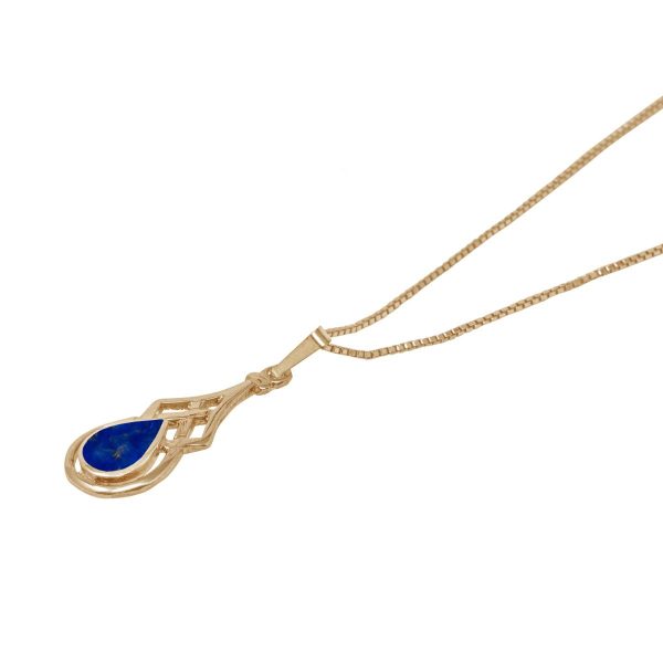 Yellow Gold Lapis Celtic Pendant