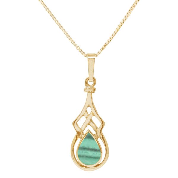 Yellow Gold Malachite Celtic Pendant