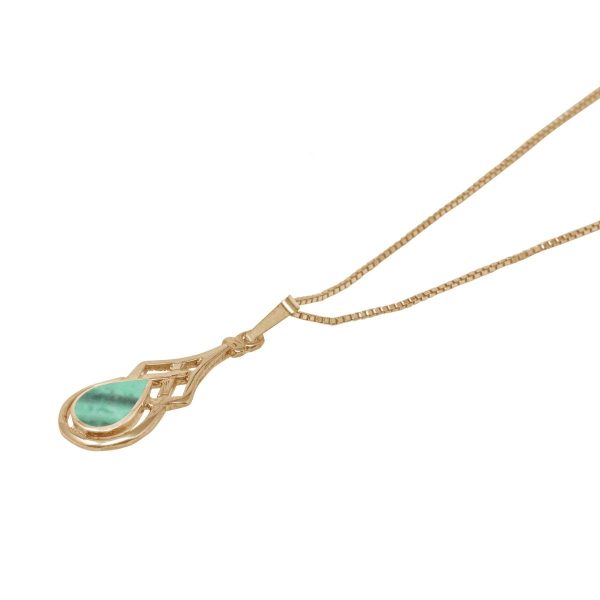 Yellow Gold Malachite Celtic Pendant