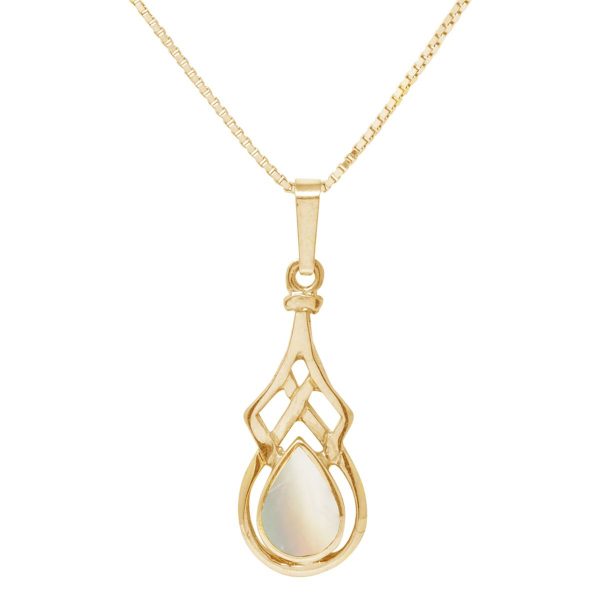 Yellow Gold Mother of Pearl Celtic Pendant