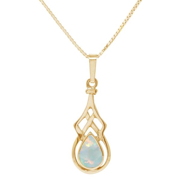 Yellow Gold Opalite Sun Ice Celtic Pendant