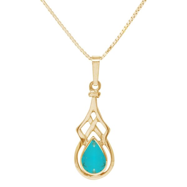 Yellow Gold Turquoise Celtic Pendant